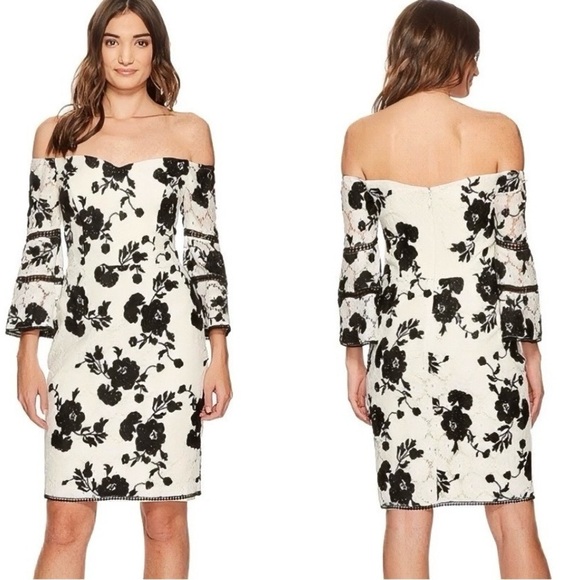 NEW Adelyn Rae Floral Lace Crochet Bell Sleeve Sheath Dress Size Medium - Picture 6 of 15